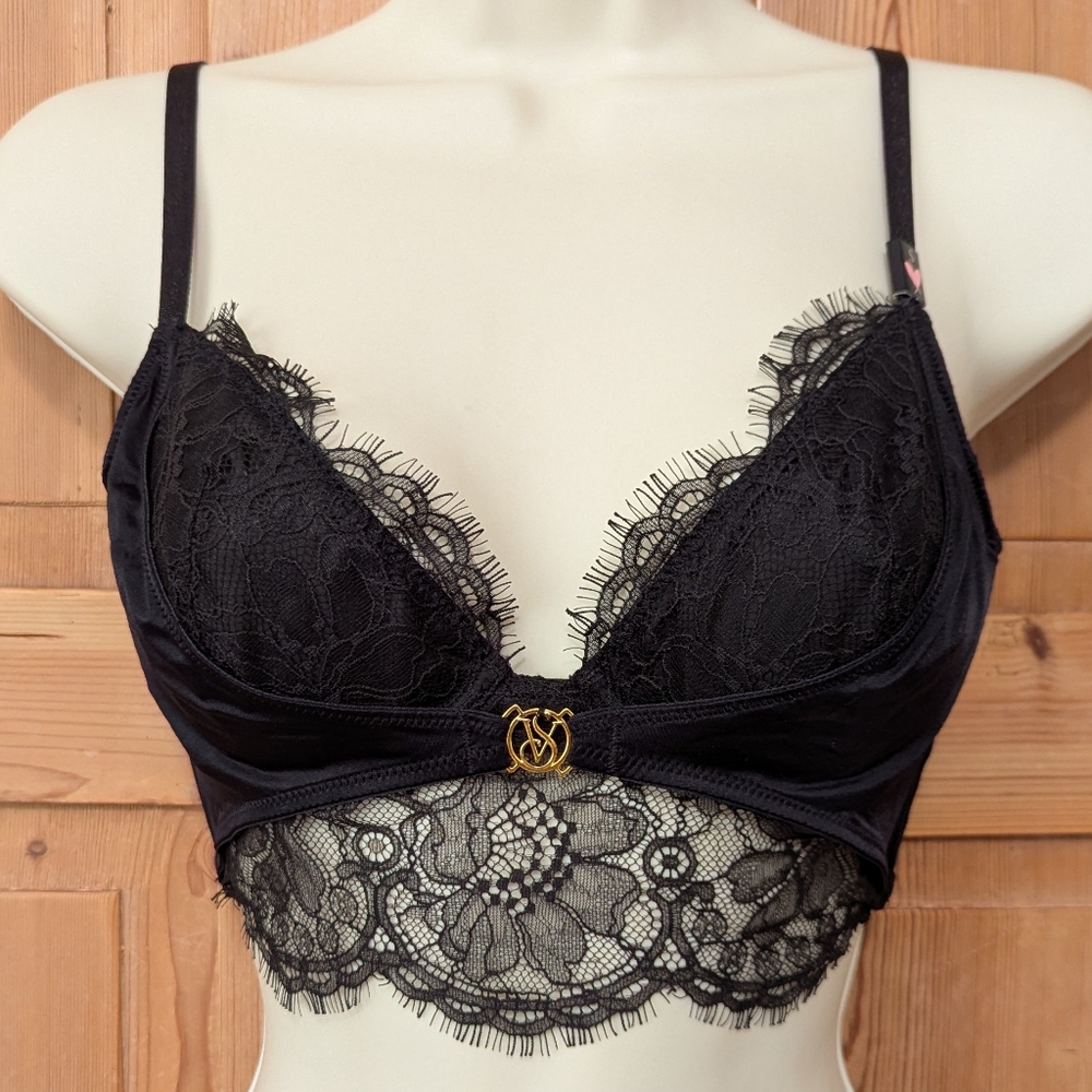 NWT Victoria Secret Very Sexy Lowcut Demi Bra Small Lace Black